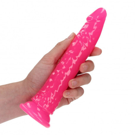 FALLO REALISTICO CON VENTOSA SLIM DILDO SUCTION CUP GITD 20 CM NEON PINK